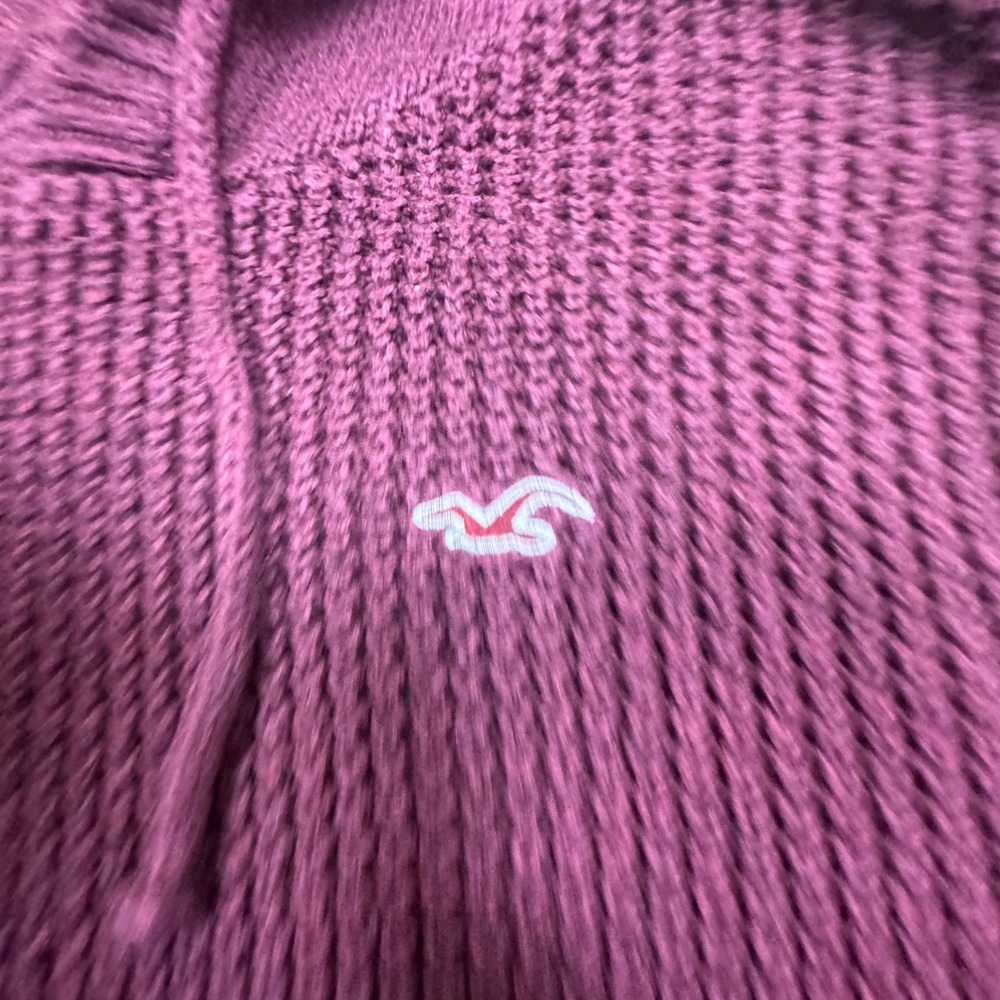 Hollister Waffle Knit Hoodie Pullover Burgundy Women's Size‎ S - Picture 2 of 8